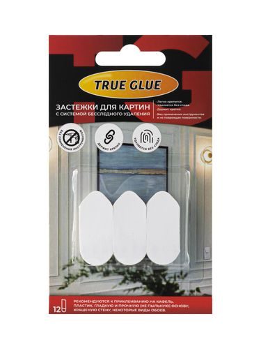 Сменные полоски угловатые для крючков TRUE GLUE самоклеящиеся с системой бесследного удаления 12 шт, вид