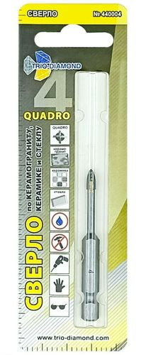 Сверло по керамике и стеклу TRIO-DIAMOND квадро 4 мм 440004, крупный план