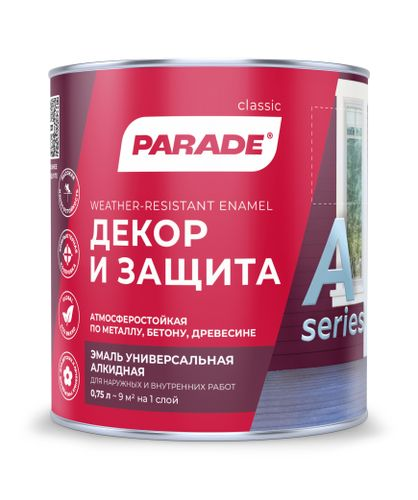 Эмаль PARADE А3 Декор & Защита база А глянц. 0,75 л, изображение