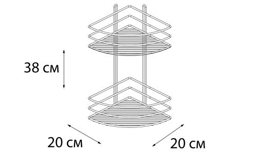 Полка угловая 2-этажная черная, крупный план