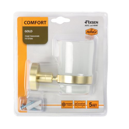 Подстаканник одинарный Comfort Gold золото-сатин, фотография