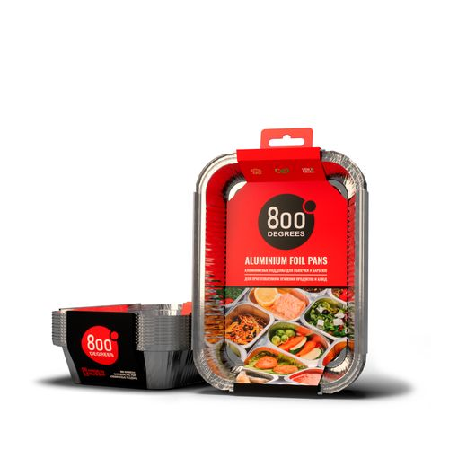 Алюминиевые поддоны 800 Degrees Foil Pans M-size, 10 шт., крупный план