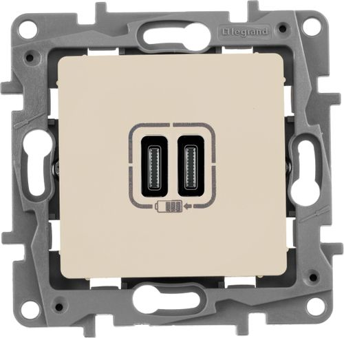 Розетка USB Type-C 2 поста Legrand Etika слоновая кость, изображение