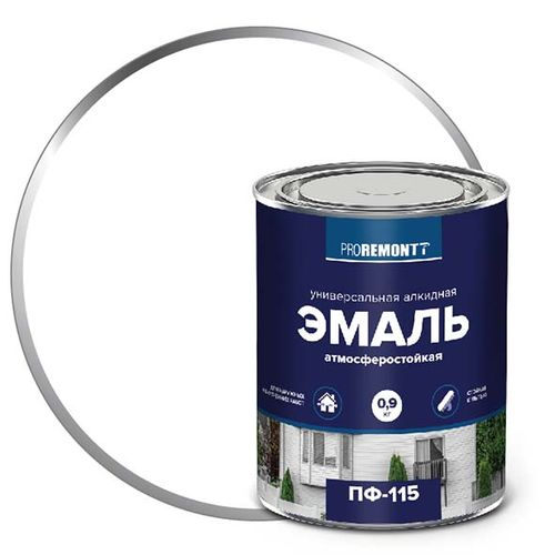 Эмаль ПФ-115 PROREMONTT Бел. глянц. 0,9 кг, вид