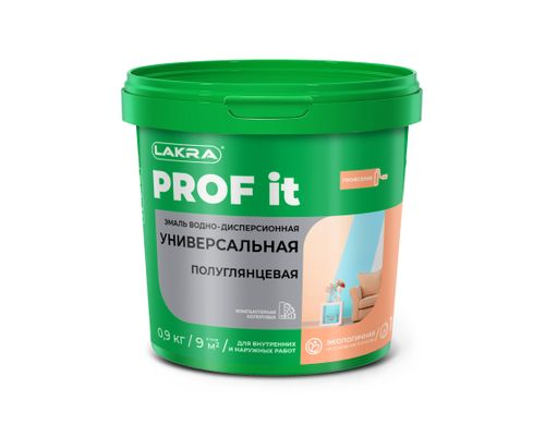 Эмаль универсальная Лакра PROF IT ВД полуглянцевая база А 0,9 кг, изображение