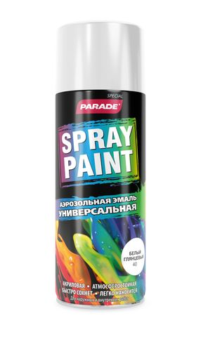 Эмаль аэрозольная PARADE SPRAY PAINT 40 Белый глянц., вид