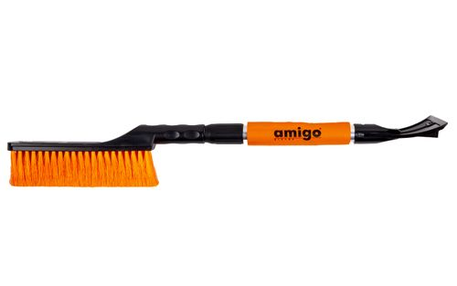 Щетка- сметка телескопическая для снега Amigo 71082 длина 65-82 см скребок 10 см, фото