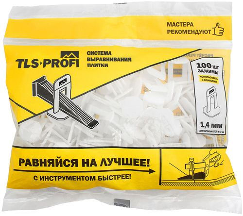 Система выравнивания плитки Крестик-зажим Tech-KREP TLS-PROFI 100 шт, 1,4 мм, фото