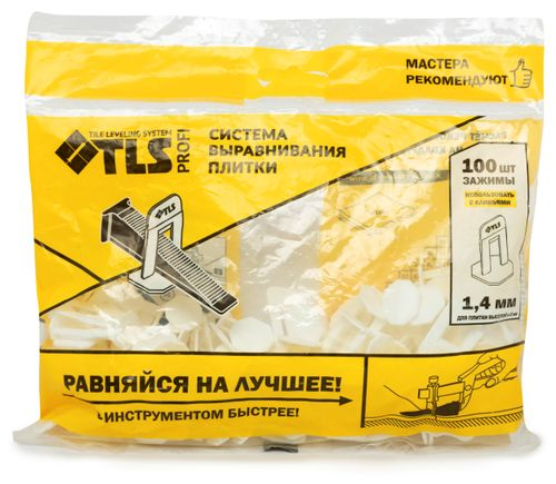 Система выравнивания плитки Крестик-зажим Tech-KREP TLS-PROFI 100 шт, 1,4 мм, фото