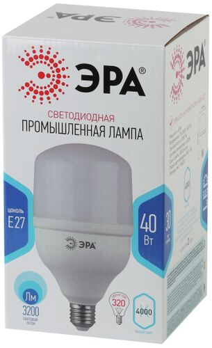 Светодиодная лампа ЭРА POWER E27 40 Вт 3200 лм 4500 К груша, крупный план