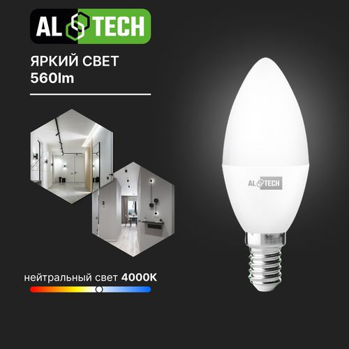 Лампочка светодиодная ALTECH LED 6Вт 4000К 560Лм E14 Свеча, вид
