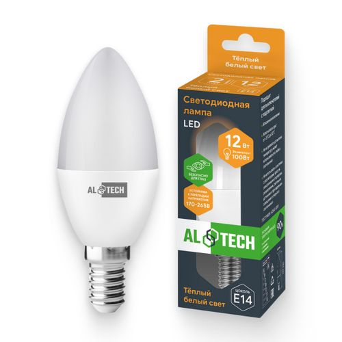 Лампочка светодиодная ALTECH LED 12Вт 3000К 1060Лм E14 Свеча, картинка