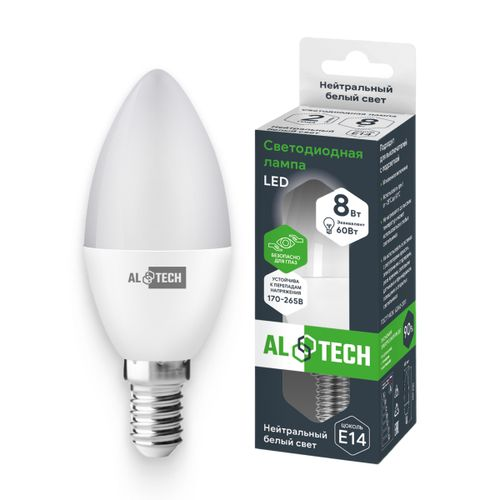 Лампочка светодиодная ALTECH LED 8Вт 4000К 760Лм E14 Свеча, фото