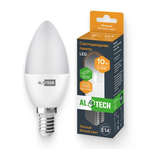 Лампочка светодиодная ALTECH LED 10Вт 3000К 960Лм E14 Свеча, изображение