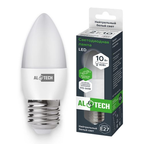 Лампочка светодиодная ALTECH LED 10Вт 4000К 960Лм E27 Свеча, фото