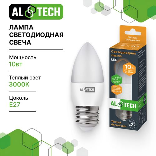 Лампочка светодиодная ALTECH LED 10Вт 3000К 960Лм E27 Свеча, картинка