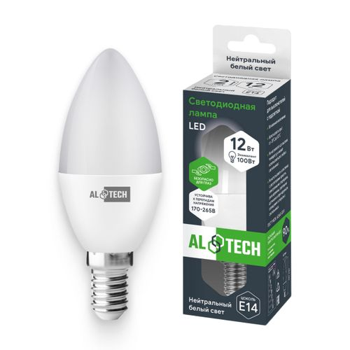 Лампочка светодиодная ALTECH LED 12Вт 4000К 1060Лм E14 Свеча, изображение