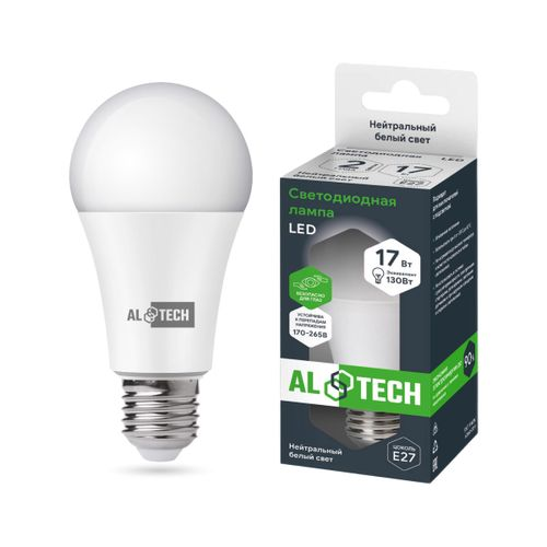 Лампочка светодиодная ALTECH LED 17Вт 4000К 1360Лм E27 Груша, картинка