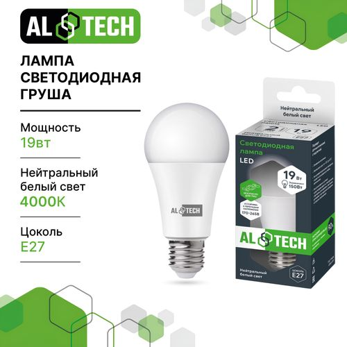 Лампочка светодиодная ALTECH LED 19Вт 4000К 1560Лм E27 Груша, фотография