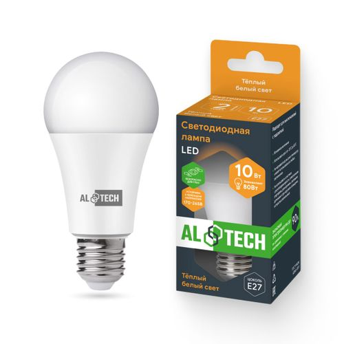 Лампочка светодиодная ALTECH LED 10Вт 3000К 960Лм E27 Груша, изображение