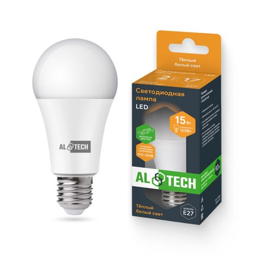 Лампочка светодиодная ALTECH LED 15Вт 3000К 1260Лм E27 Груша, картинка