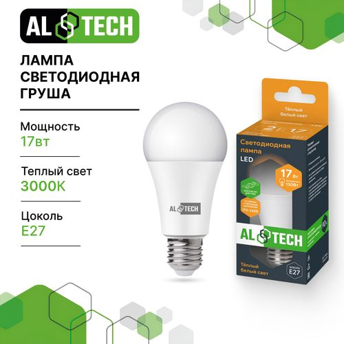 Лампочка светодиодная ALTECH LED 17Вт 3000К 1360Лм E27 Груша, картинка