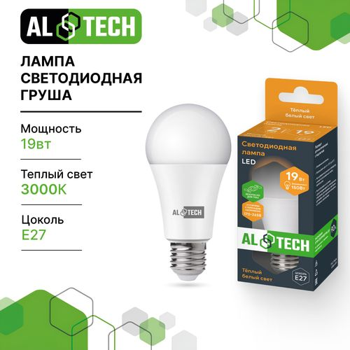 Лампочка светодиодная ALTECH LED 19Вт 3000К 1560Лм E27 Груша, фотография