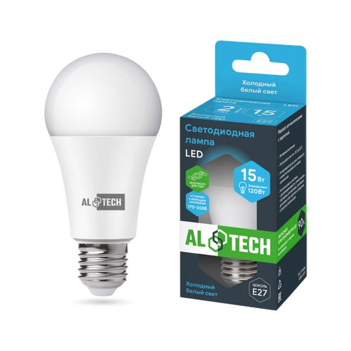 Лампочка светодиодная ALTECH LED 15Вт 6500К 1260Лм E27 Груша, фото
