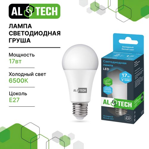 Лампочка светодиодная ALTECH LED 17Вт 6500К 1360Лм E27 Груша, картинка