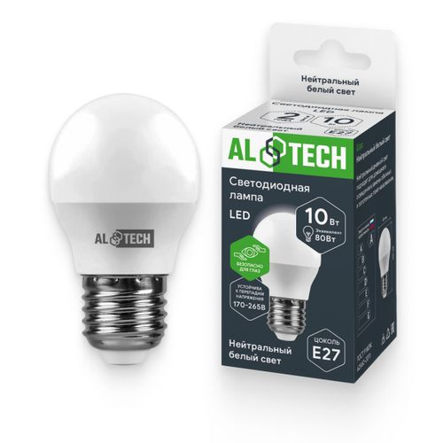 Лампочка светодиодная ALTECH LED 10Вт 4000К 900Лм E27 Шар, вид