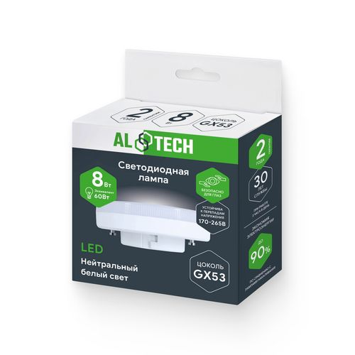 Лампочка светодиодная ALTECH LED 8Вт 4000К 720Лм GX53, картинка