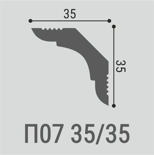 Плинтус потолочный Де-Багет П 07 35/35, крупный план