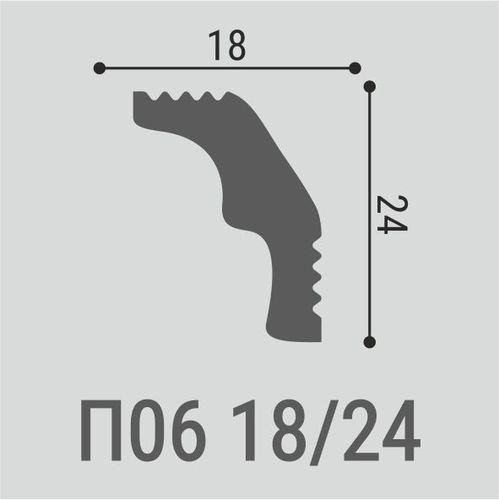 Плинтус потолочный Де-Багет П 06 18/24, крупный план