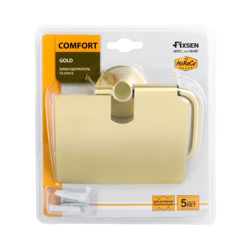 Держатель т/б с крышкой Comfort Gold золото-сатин, изображение