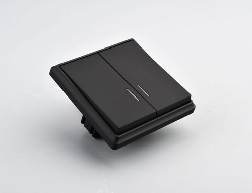 Выключатель двухклавишный ALTECH ENCORE 2SIВ черный, детальное фото