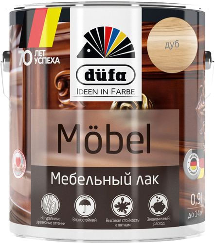 Лак мебельный dufa Mobel дуб глянцевый 0,9 л, крупный план