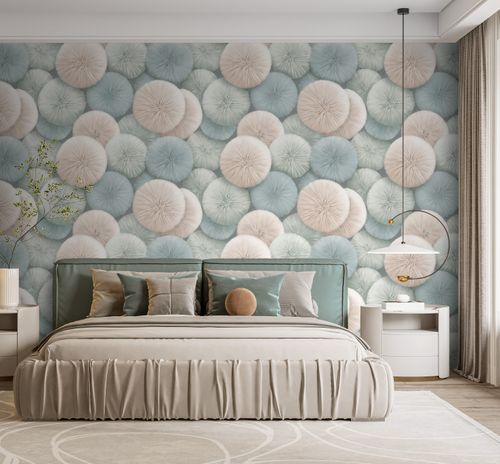 Виниловые обои WALLSECRET Pompon 8992-18 разноцветные 1,06х10,05 м, вид