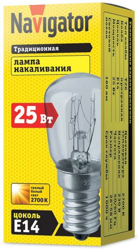 Лампа накаливания Navigator NI-T26 E14 25 Вт 160 лм трубка, вид