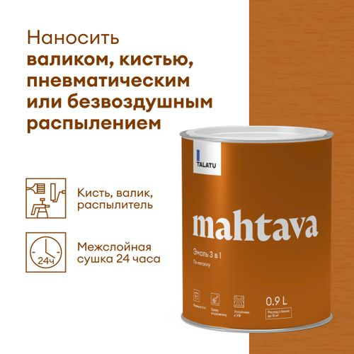 Грунт-эмаль 3 в 1 противокоррозионная глянцевая TALATU MAHTAVA БАЗА С 0,9 л, фотография