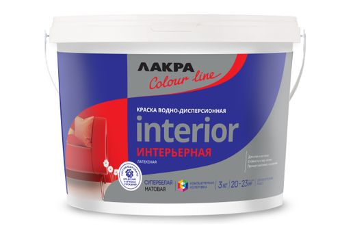 Краска Лакра ColorLine интерьерная латексная база А 3кг, детальное фото