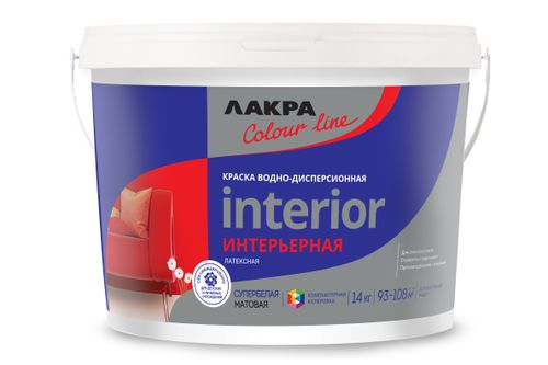 Краска Лакра ColorLine интерьерная латексная база А 14кг, детальное фото