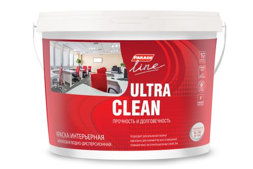 Краска Parade Ultra Clean латексная влагостойкая база C 9 л, вид