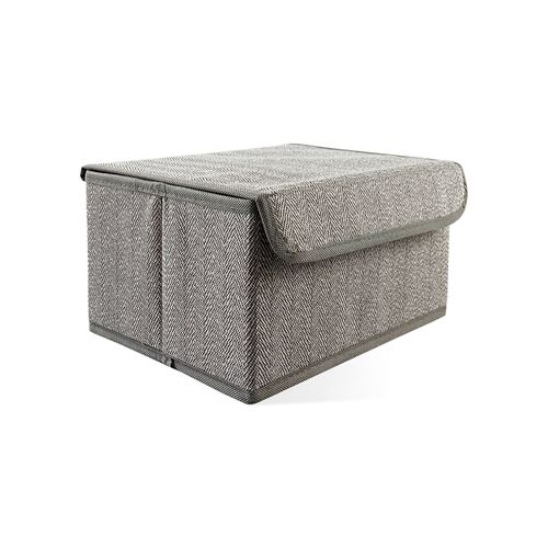 Коробка для хранения вещей серый с крышкой 25x19x13, картинка