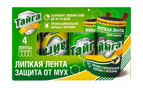 ЛЕНТА ОТ МУХ ТАЙГА ХИТ, 4ШТ, крупный план