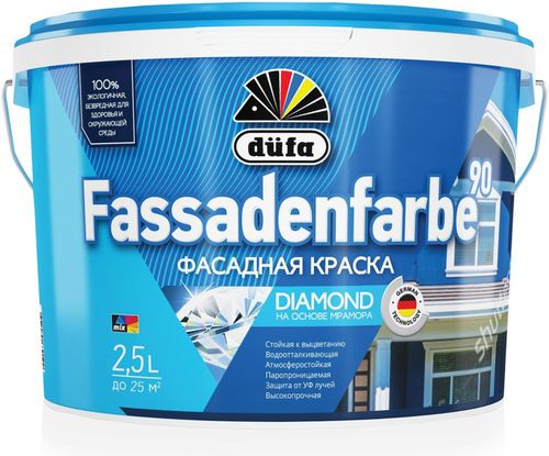 Краска фасадная dufa FASSADENFARBE RD90 матовая защитная база 1 2,5 л, крупный план