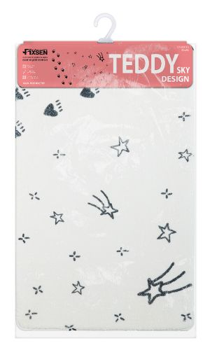 Коврик для ванной 1-ый белый teddy sky 50х80 см, крупный план