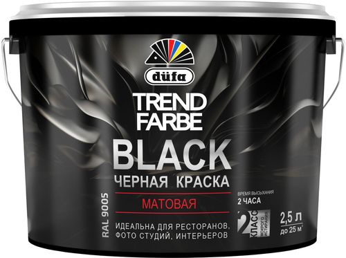 Краска интерьерная dufa Trend Farbe черный 2,5 л, фотография