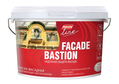 Краска Parade Facade Bastion фасадная матовая, база А, 2,5 Л, вид