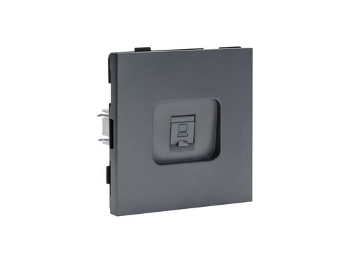 Розетка компьютерная 1 пост ALTECH ENCORE 1SPCG cat6e 10Gb графит, крупный план