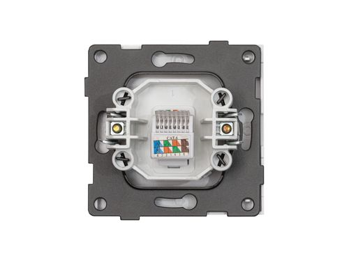 Розетка компьютерная 1 пост ALTECH ENCORE 1SPCG cat6e 10Gb графит, картинка